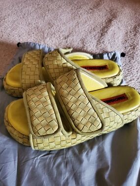 Simon Miller Yellow Woven Slide Sandals